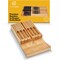JumblWare Bamboo Knife Block, 17"x 9"x2" Wooden Knife Drawer Organizer for 12 Steak Knives
